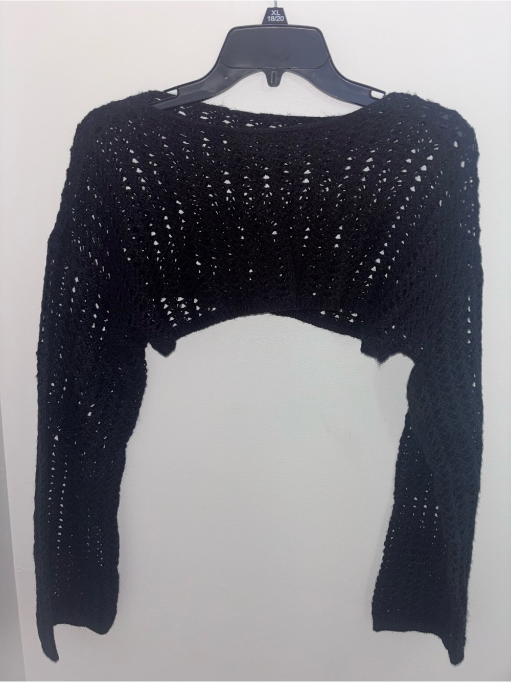 Black Cropped Open-Knit Women's Sweater Shrug